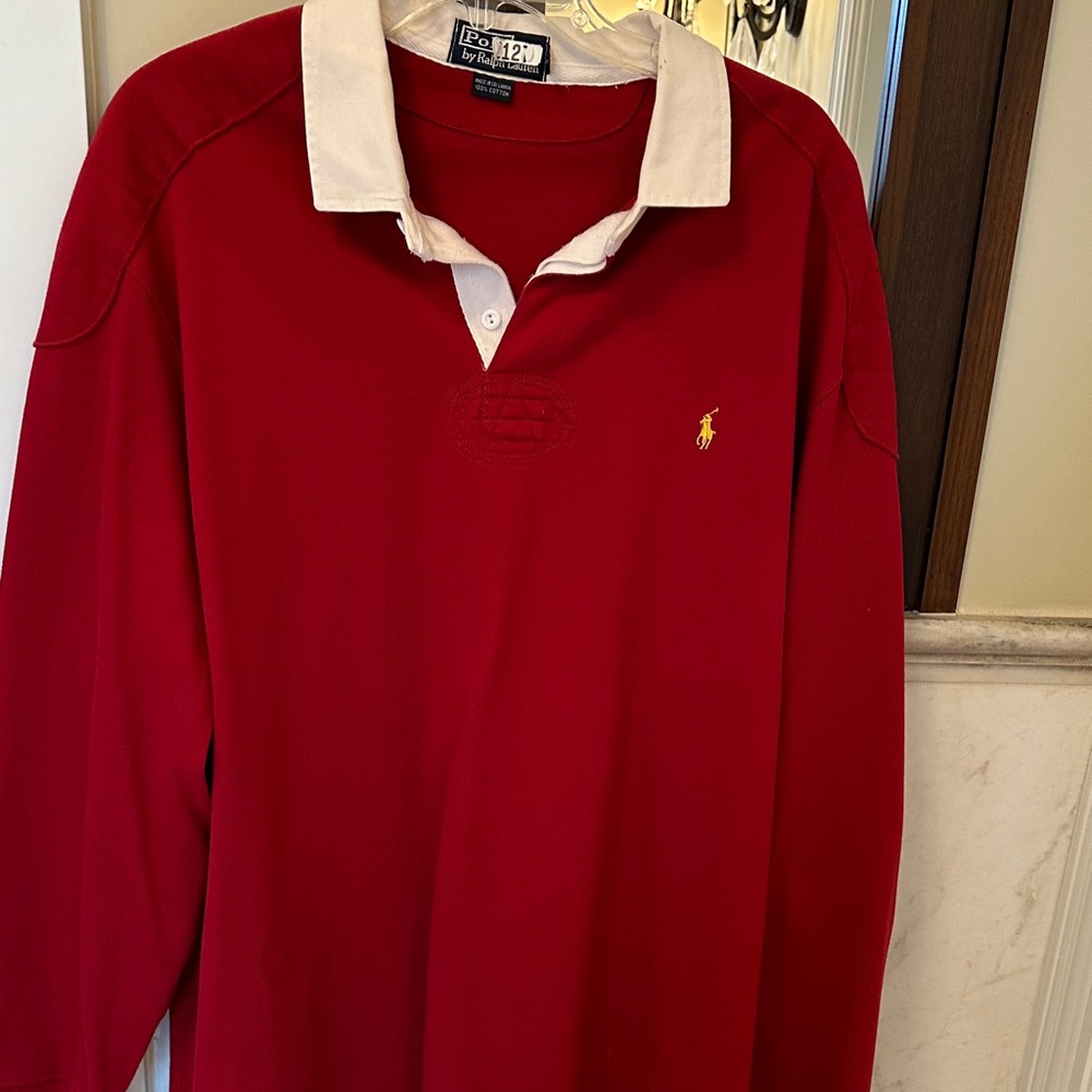 Polo by Ralph Lauren Red and White Men's Polo Shirt